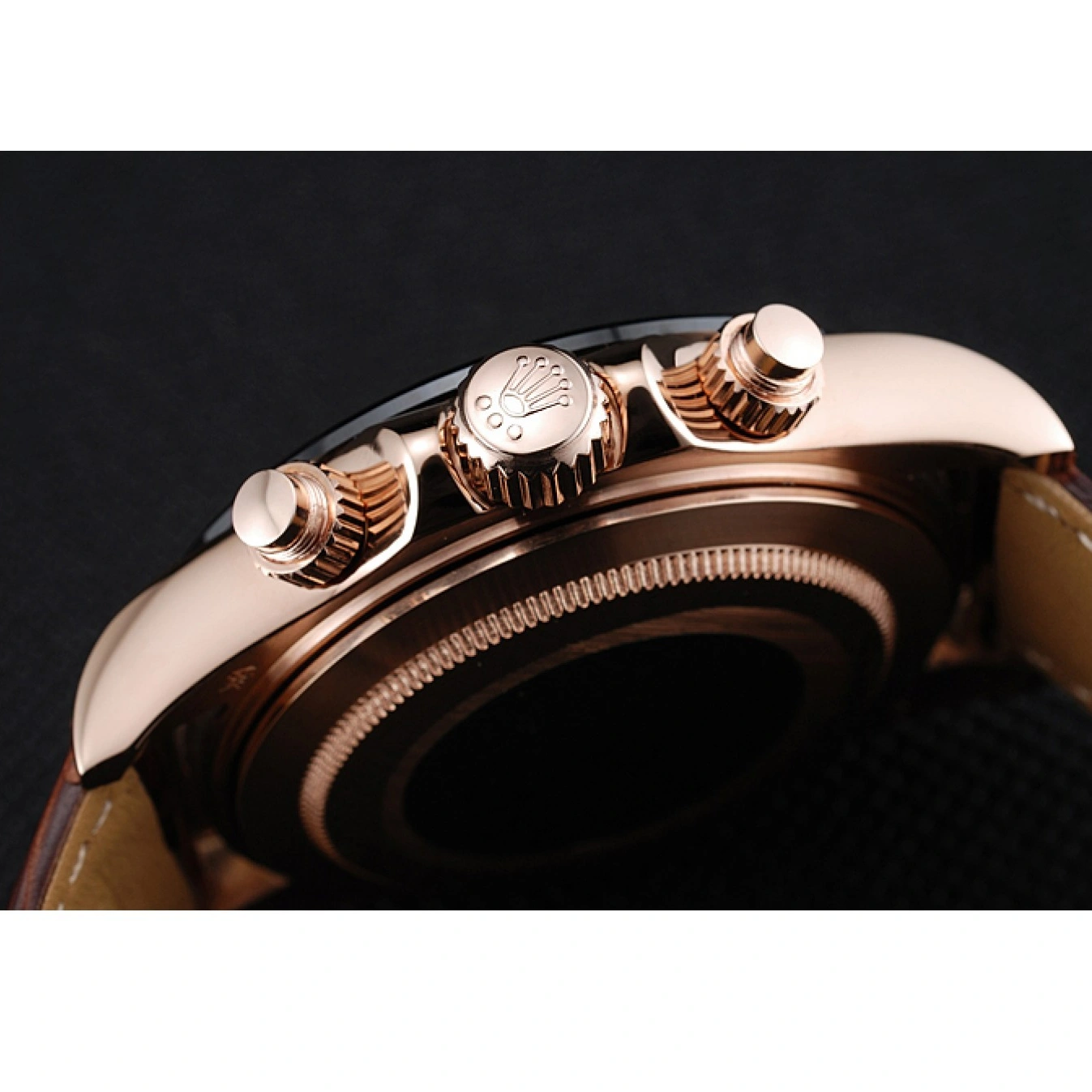 Aaa fake watches Brown Gold Cosmograph Leather Rose Bracelet Dial Case Rolex 1454243 Daytona Brown 1013